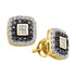 14K Yellow Gold Round Black Color Enhanced Diamond Square Stud Earrings 1/2 Cttw - Gold Americas