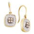 14K Yellow Gold Round Cognac-brown Color Enhanced Diamond Square Cluster Dangle Earrings 1/3 Cttw - Gold Americas