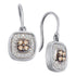 14K White Gold Round Cognac-brown Color Enhanced Diamond Square Cluster Dangle Earrings 1/3 Cttw - Gold Americas