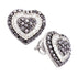 14K White Gold Round Black Color Enhanced Diamond Heart Cluster Screwback Earrings 1-1/2 Cttw - Gold Americas