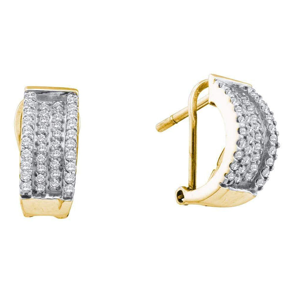 14K Yellow Gold Round Diamond Huggie French-clip Earrings 1/2 Cttw - Gold Americas
