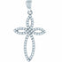 925 Sterling Silver Cubic Zirconia CZ Curved Cross Fashion Pendant Charm, Pendants, JJ-SLV, Jawa Jewelers