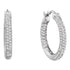 14K White Gold Round Pave-set Diamond Inside Outside Hoop Earrings 1/2 Cttw - Gold Americas