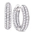 14K White Gold Round Diamond Inside Outside Hoop Earrings 5.00 Cttw - Gold Americas