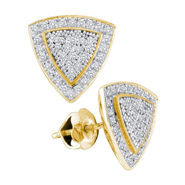 10K Yellow Gold Round Diamond Triangle Frame Cluster Earrings 1/4 Cttw - Gold Americas