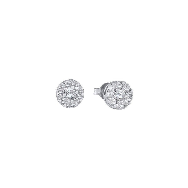 14K White Gold Round Diamond Flower Cluster Stud Earrings 1/4 Cttw - Gold Americas
