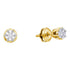 14K Yellow Gold Round Diamond Small Flower Cluster Screwback Earrings 1/6 Cttw - Gold Americas