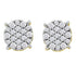 14K Yellow Gold Round Pave-set Diamond Flower Cluster Earrings 1/2 Cttw - Gold Americas