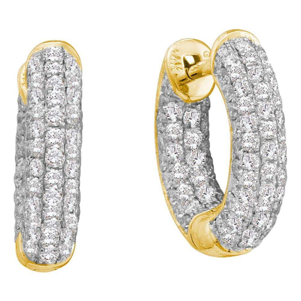 14K Yellow Gold Round Diamond Huggie Earrings 3/4 Cttw - Gold Americas