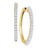 14K Yellow Gold Round Pave-set Diamond Slender Single Row Hoop Earrings 1.00 Cttw - Gold Americas