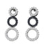 14K White Gold Round Black Color Enhanced Diamond Triple Circle Earrings 3/4 Cttw - Gold Americas