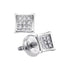 10K White Gold Round Diamond Square Kite Cluster Stud Earrings 1/20 Cttw - Gold Americas