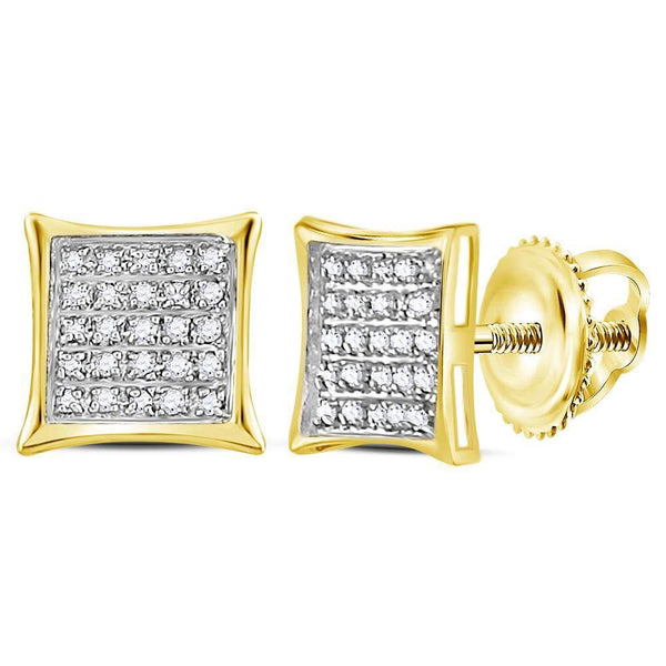 10K Yellow Gold Round Diamond Square Kite Cluster Earrings 1/6 Cttw - Gold Americas