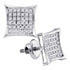 14K White Gold Round Diamond Square Cluster Earrings 1/4 Cttw - Gold Americas