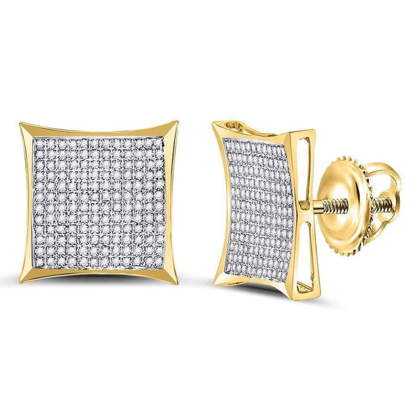 10K Yellow Gold Round Diamond Kite Cluster Earrings 7/8 Cttw - Gold Americas