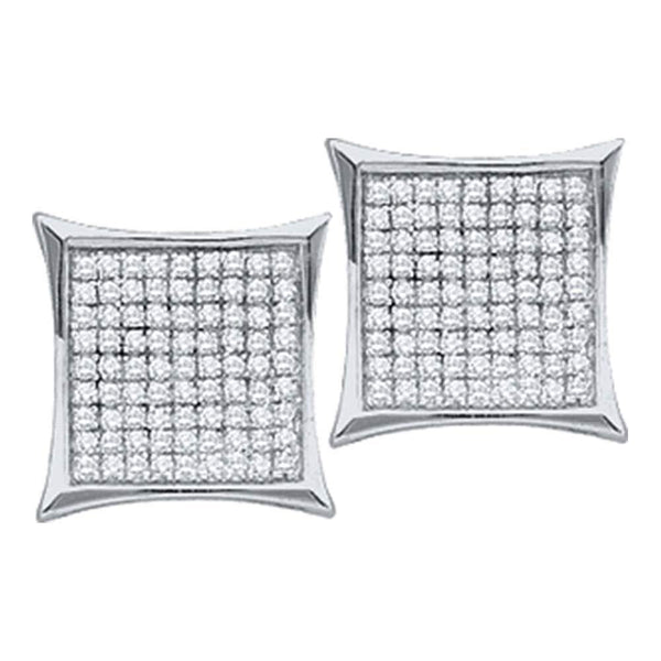 10K White Gold Round Diamond Kite Cluster Earrings 7/8 Cttw - Gold Americas