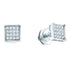 10K White Gold Round Diamond Square Cluster Earrings 1/10 Cttw - Gold Americas
