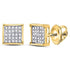 10K Yellow Gold Unisex Round Diamond Square Cluster Stud Earrings 1/6 Cttw - Gold Americas