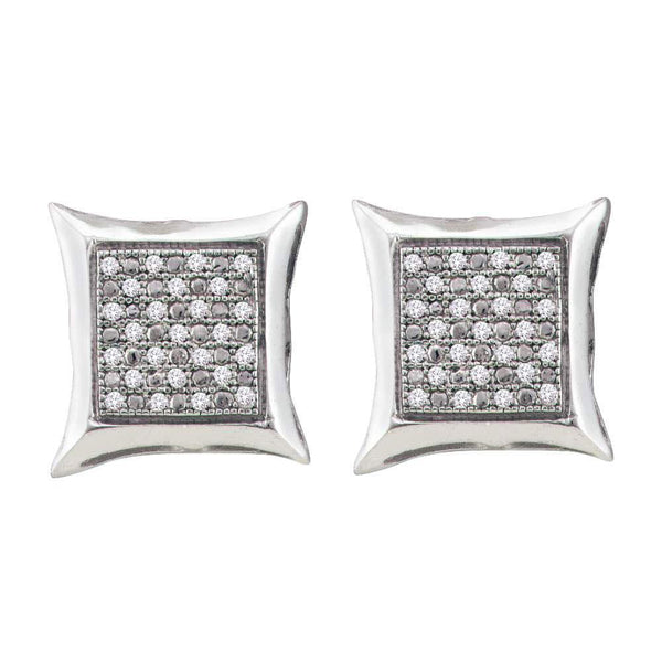 Sterling Silver Round Diamond Square Kite Cluster Screwback Earrings 1/4 Cttw - Gold Americas