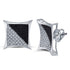 Sterling Silver Unisex Round Color Enhanced Black Diamond Square Kite Cluster Earrings 1/2 Cttw - Gold Americas