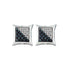Sterling Silver Mens Round Blue Color Enhanced Diamond Square Cluster Earrings 1/6 Cttw - Gold Americas