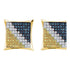 10K Yellow Gold Mens Round Blue Color Enhanced Diamond Square Kite Earrings 1/20 Cttw - Gold Americas