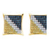 10K Yellow Gold Mens Blue Color Enhanced Diamond Square Cluster Earrings 1/3 Cttw - Gold Americas