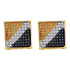 10K Yellow Gold Mens Round Blue Yellow Color Enhanced Diamond Square Cluster Earrings 1/20 Cttw - Gold Americas