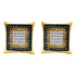 10K Yellow Gold Mens Yellow Blue Color Enhanced Diamond Square Cluster Earrings 1/3 Cttw - Gold Americas