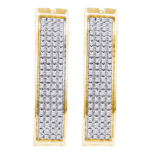 10K Yellow Gold Round Prong-set Diamond Four Row Hoop Earrings 1/2 Cttw - Gold Americas