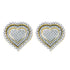 10K Yellow Gold Round Diamond Framed Heart Screwback Cluster Earrings 1.00 Cttw - Gold Americas