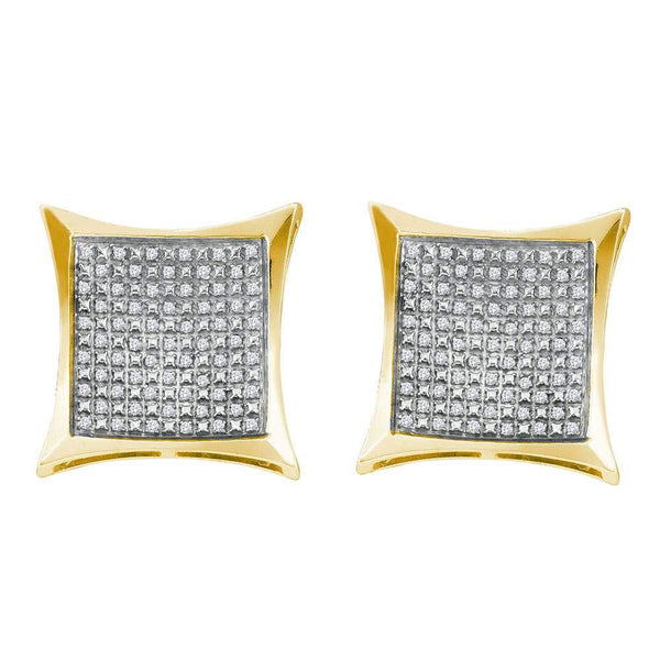 Yellow-tone Sterling Silver Round Diamond Square Kite Cluster Screwback Earrings 1/3 Cttw - Gold Americas