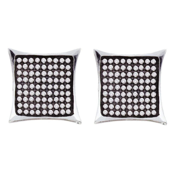 10K Yellow Gold Round Pave-set Diamond Square Kite Cluster Earrings 1/2 Cttw - Gold Americas