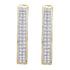 10K Yellow Gold Round Diamond Double Row Hoop Earrings 1/5 Cttw - Gold Americas