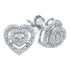 10K White Gold Round Diamond Heart Cluster Screwback Earrings 1/12 Cttw - Gold Americas