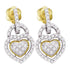 10K Yellow Gold Round Diamond Heart Frame Cluster Dangle Earrings 1/3 Cttw - Gold Americas