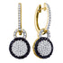 10K Yellow Gold Round Black Color Enhanced Diamond Framed Cluster Dangle Earrings 1/2 Cttw - Gold Americas
