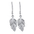 10K White Gold Round Diamond Dangle Leaf Leaves Wire Earrings 1/20 Cttw - Gold Americas