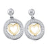 10K Two-tone Gold Round Diamond Circle Heart Dangle Earrings 1/5 Cttw - Gold Americas