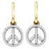 10K Yellow Gold Round Diamond Small Peace Sign Dangle Earrings 1/4 Cttw - Gold Americas