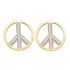 10K Yellow Gold Round Diamond Peace Sign Circle Stud Screwback Earrings 1/6 Cttw - Gold Americas