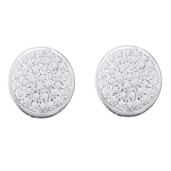 10K White Gold Round Diamond Circle Cluster Stud Earrings 1/5 Cttw - Gold Americas
