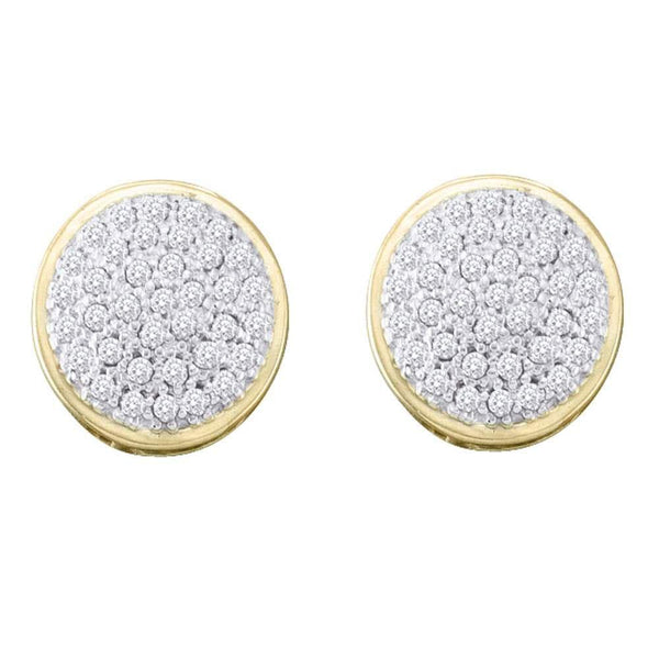 10K Yellow Gold Round Diamond Circle Cluster Stud Earrings 1/5 Cttw - Gold Americas
