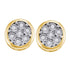 Yellow-tone Sterling Silver Round Diamond Cluster Stud Earrings 1/10 Cttw - Gold Americas
