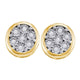 Yellow-tone Sterling Silver Round Diamond Cluster Stud Earrings 1/10 Cttw