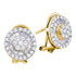 14K Yellow Gold Round Diamond Cluster French-clip Earrings 1.00 Cttw - Gold Americas