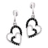 10K White Gold Round Black Color Enhanced Diamond Double Heart Dangle Screwback Earrings 1/2 Cttw - Gold Americas