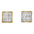 10K Yellow Gold Round Pave-set Diamond Square Cluster Milgrain Earrings 1/4 Cttw - Gold Americas