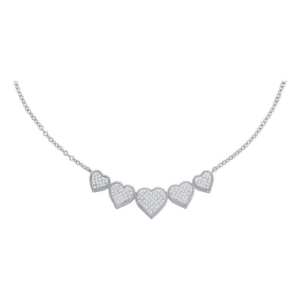10K White Gold Womens Round Diamond Heart Pendant Necklace 1/3 Cttw
