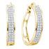 Yellow-tone Sterling Silver Round Diamond Double Row Hoop Earrings 1/5 Cttw - Gold Americas